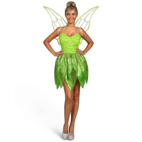 Women Green Fairy Fairytale Dress with Wings Costume Set