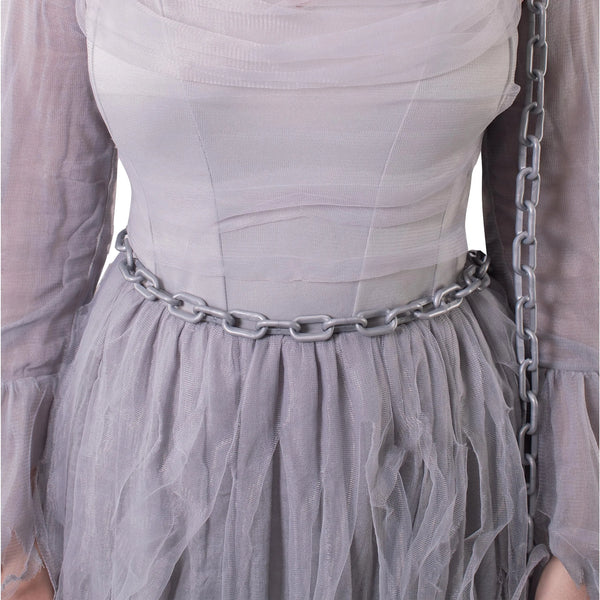 Women Haunting Beauty Dress Ghost Costume with Plastic Chain