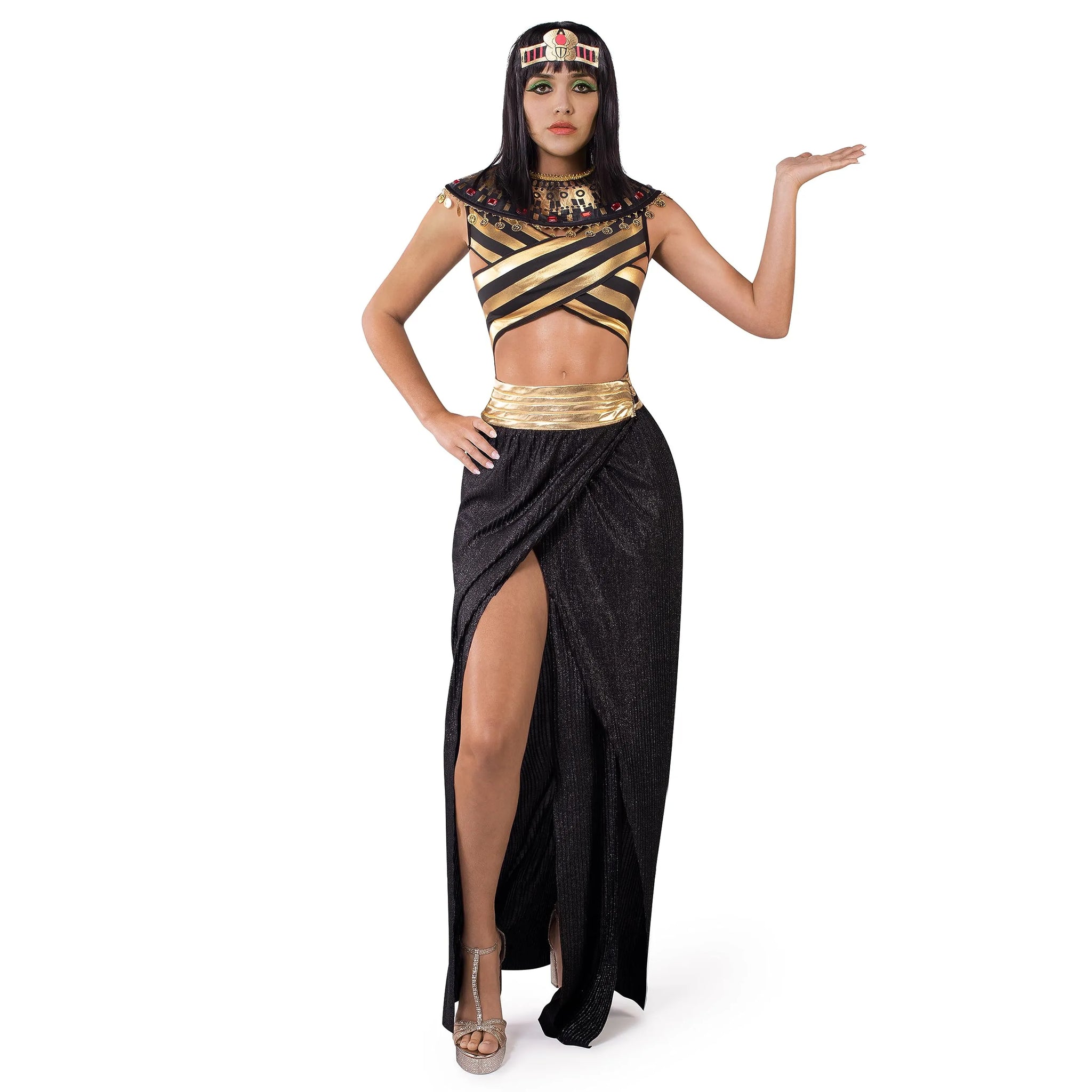 Women Queen Cleopatra Dress Costume Set with Black Collar, Underneath | Spooktacular Creations Women Queen Cleopatra Dress Costume Set with Black Collar, Underneath | Spooktacular Creations