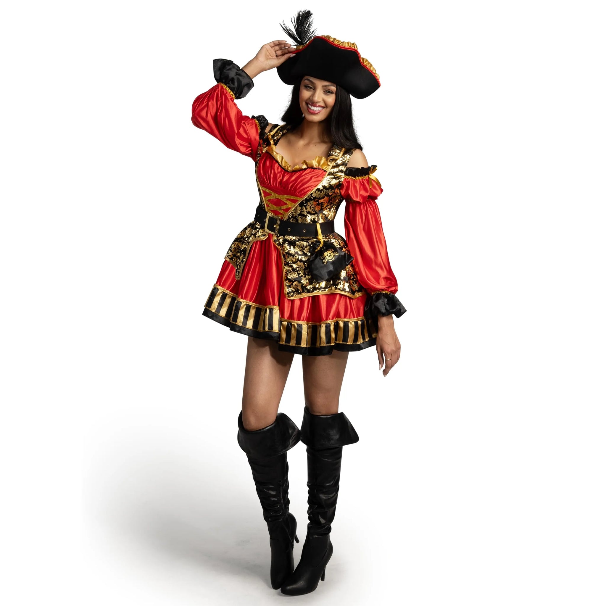 Women Red Spanish Pirate Dress Costume Set | Spooktacular Creations Women Red Spanish Pirate Dress Costume Set | Spooktacular Creations