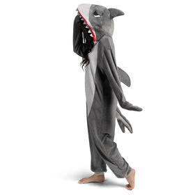 Women Shark Pajama Plush Costume with Hat Tail Dress Up