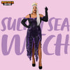Women Sultry Sea Witch Dress Black and Purple Costume Set