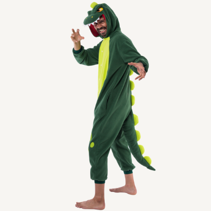Spooktacular Creations-Unisex Adult Dinosaur jumpsuit Pajamas Plush Dinosaur Halloween Suit