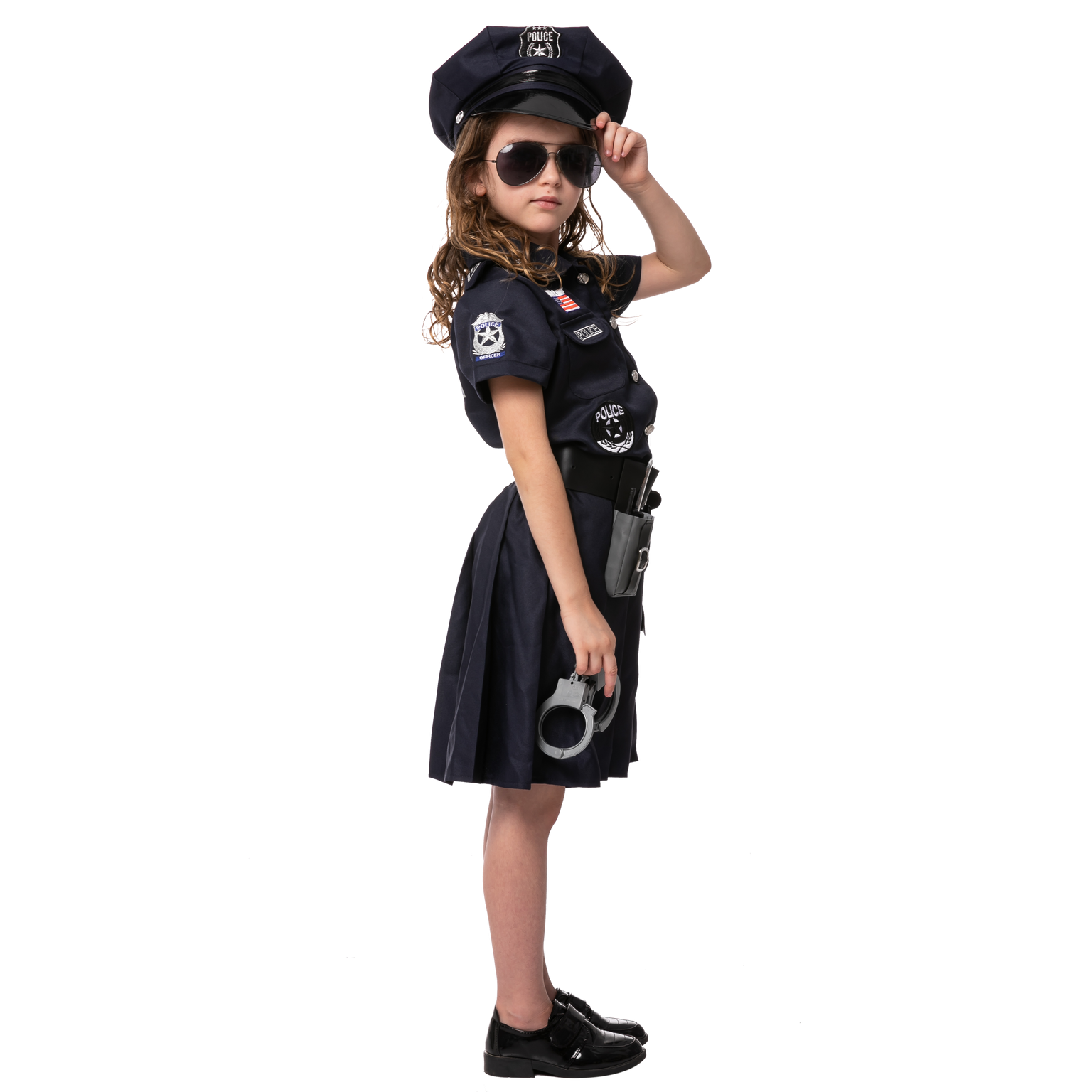 Child Girl Police Costume Cool Dark Style - SPOOKTACULAR