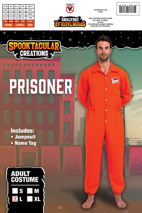 Cosplay Costume Prisoner Jumpsuit Orange Prison Escaped Inmate Jailbird Coverall Costume with Name Tag