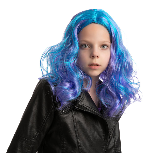 Girl Long Blue Curly Wig for Cosplay- Child