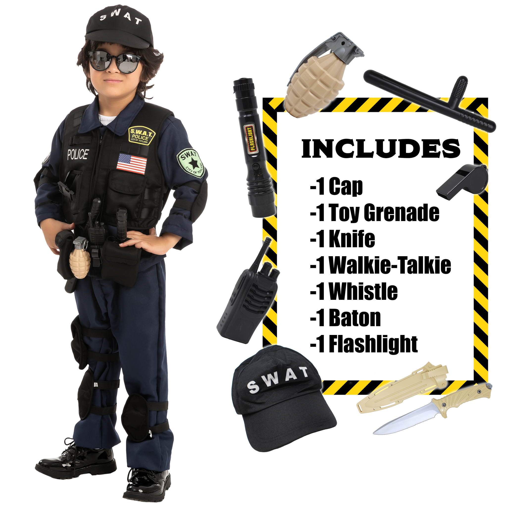 Costumes Children Police Us, Child Swat Police Costume