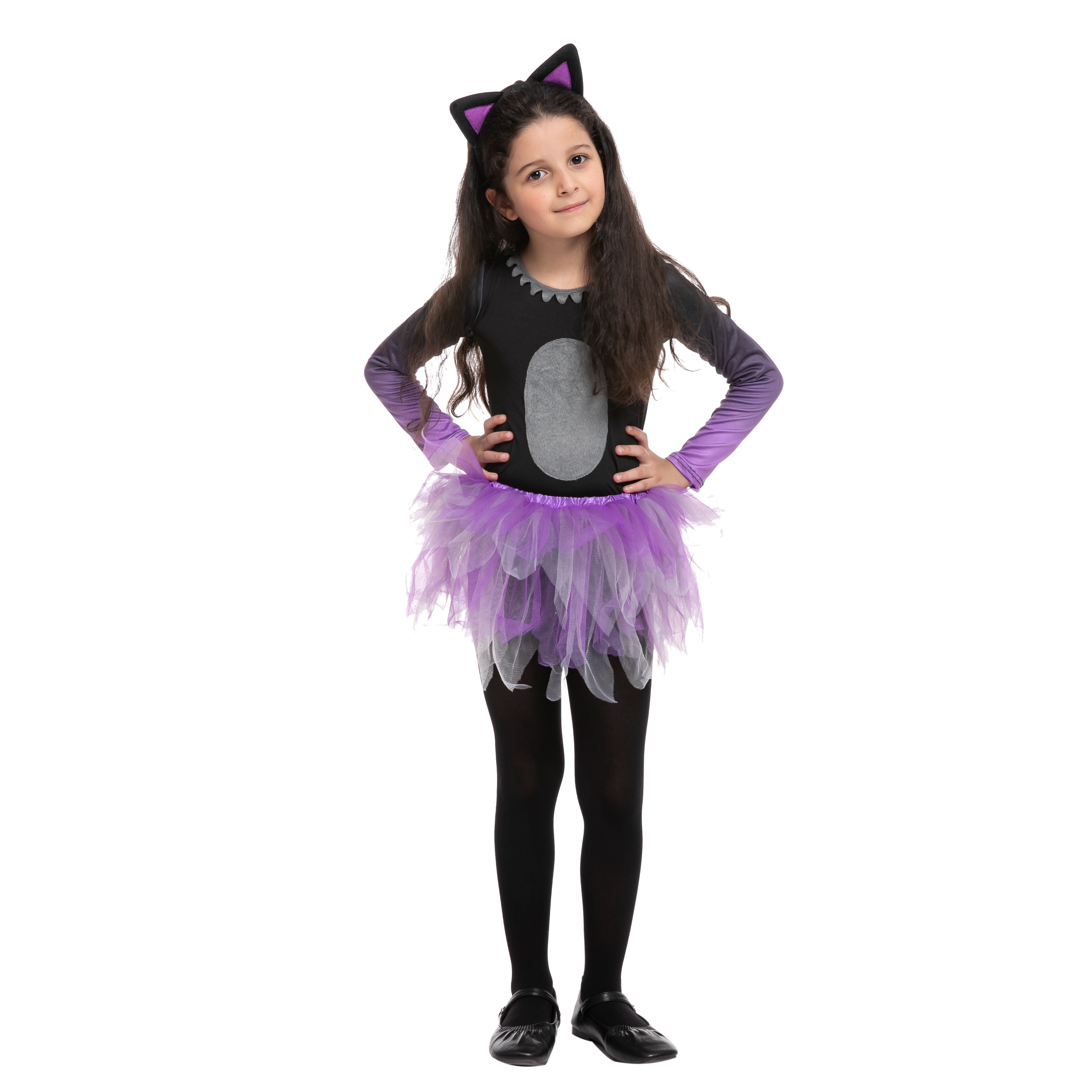 DRAMATION 7-Piece Black Cat Costume For Girls – Includes Princess Cape, Tutu Skirt, Headband & Accessories