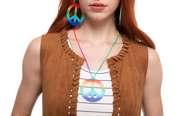 Hippie Costume with Cosplay Accessories Set, 4 Pcs - Adult