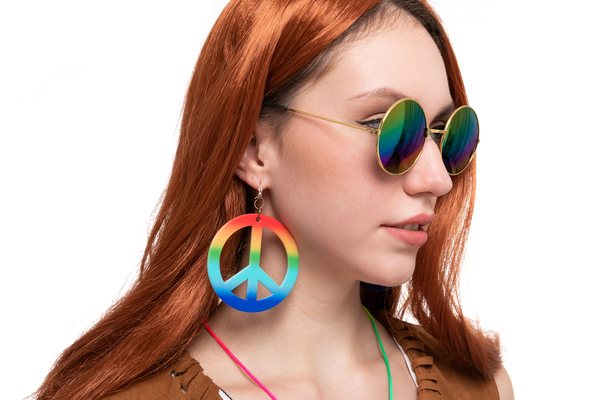 Hippie Costume with Cosplay Accessories Set, 4 Pcs - Adult
