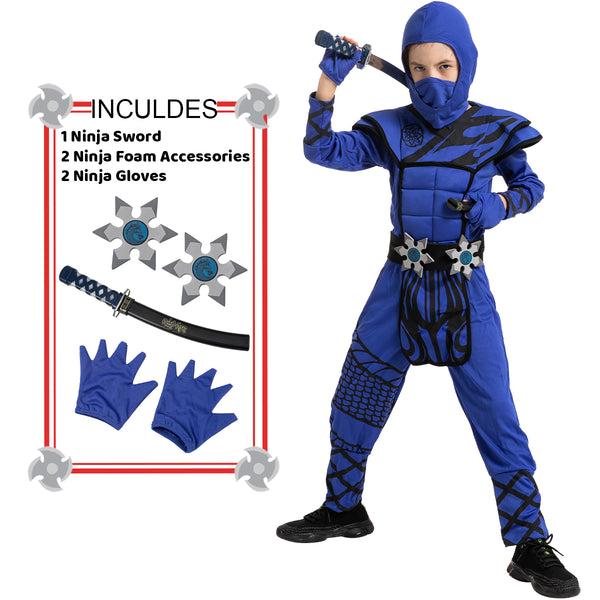 Dragon Scales Blue Ninja Costume - Child