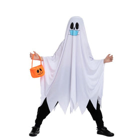 Ghost Costume with Mask & Pumpkin Bucket Cosplay- Child
