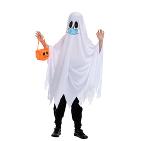 Ghost Costume with Mask & Pumpkin Bucket Cosplay- Child