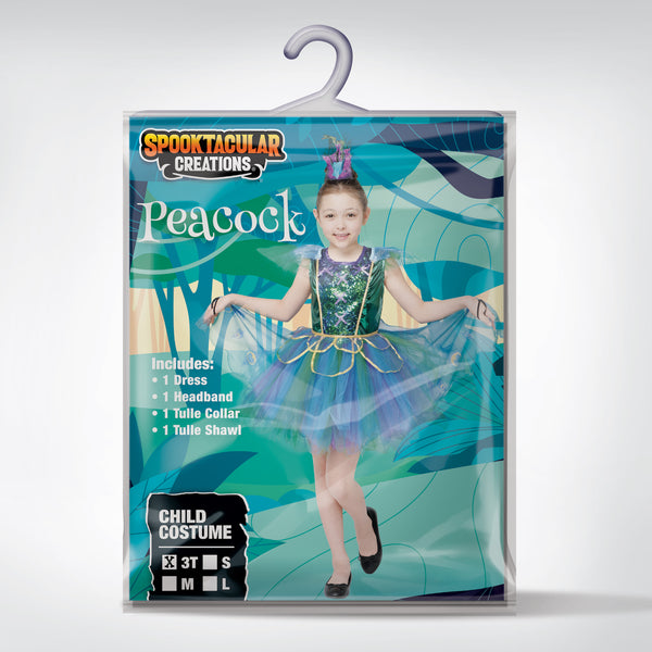 Greenish-Blue Peacock Costume - Child