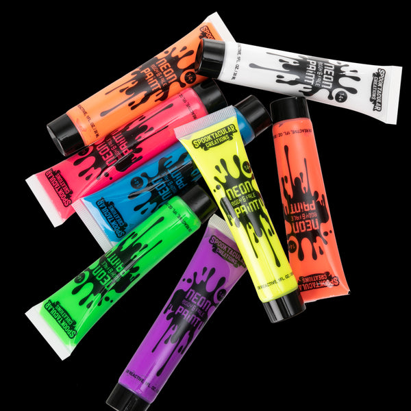 1 oz Neon Colors Face Paint Cosplay Makeup, 8 Pcs
