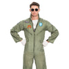 Men's Flight Pilot Adult Costume with Accessory for Halloween Top Gun Party(Large)