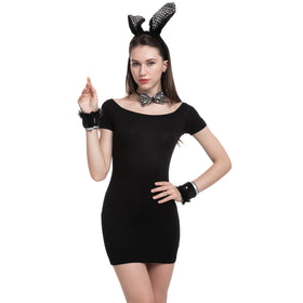 Black Bunny with Sequins Cosplay Accessories Set