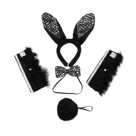 Black Bunny with Sequins Cosplay Accessories Set