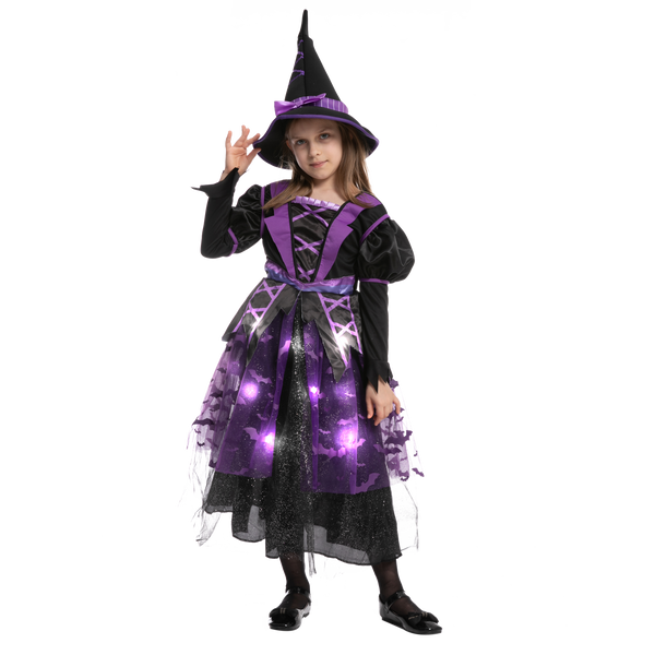 LED Light up Witch Costume  For Role Play Cosplay- Child