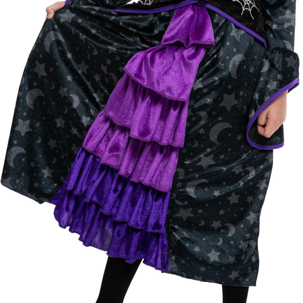 Purple Witch Costume with Stars and Moon Skirt Design - Child
