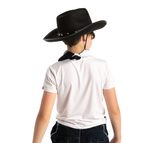 Black Cowboy Hat with 3 Bandanas