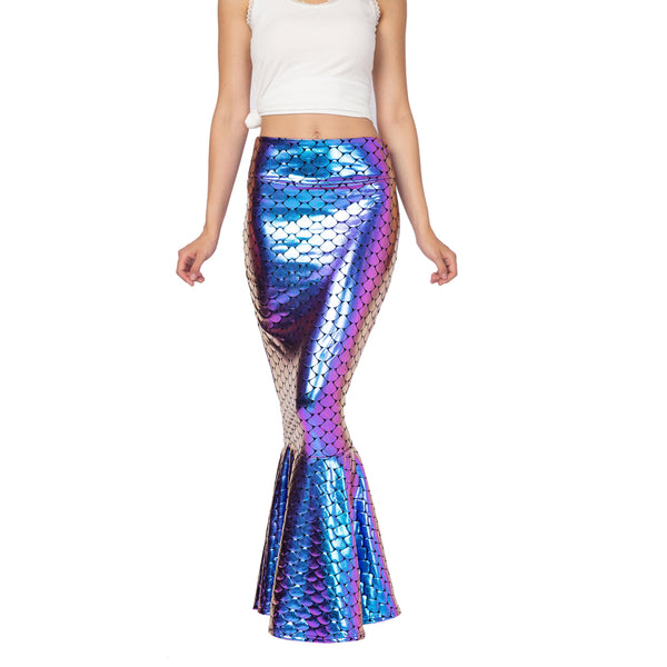Metallic Hologram Shiny Mermaid Skirt Costume - Adult - Spooktacular Creations