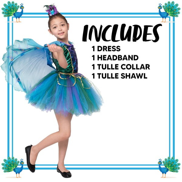 Greenish-Blue Peacock Costume - Child