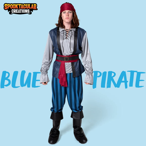 Men Blue Pirate Costume - Adult