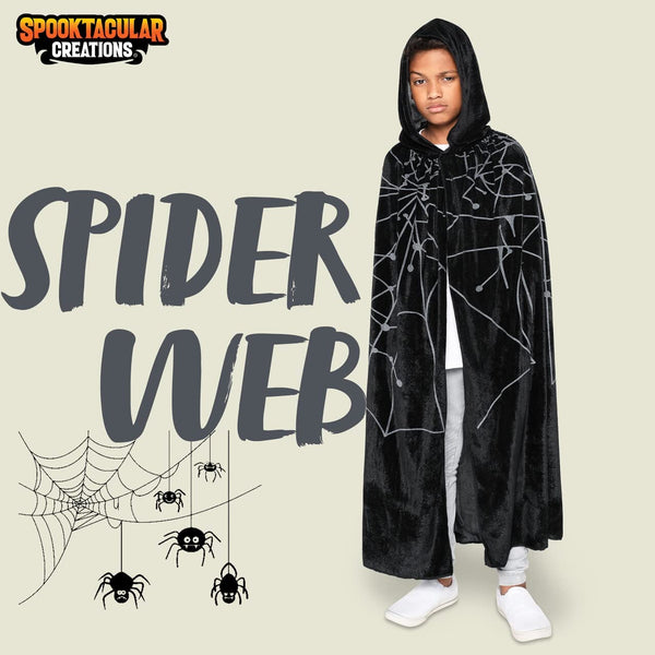 Unisex Kids Spider Web Hooded Cloak - Child