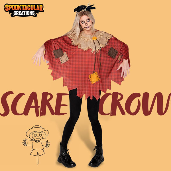 Women Scarecrow Poncho Costume - Adult