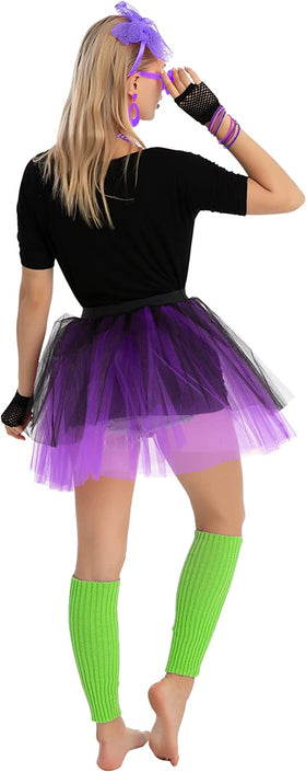 Women 80's Purple Costume Set - Adult