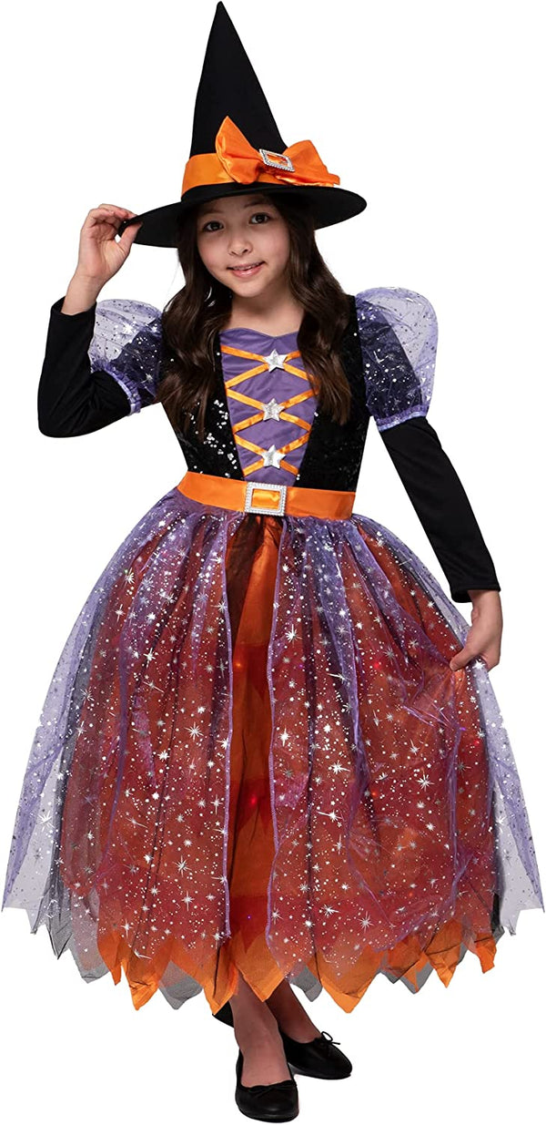 Girl witch orange pattern costume - Child