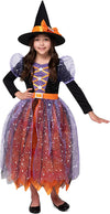 Girl witch orange pattern costume - Child