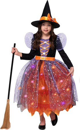 Girl witch orange pattern costume - Child