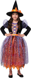 Girl witch orange pattern costume - Child