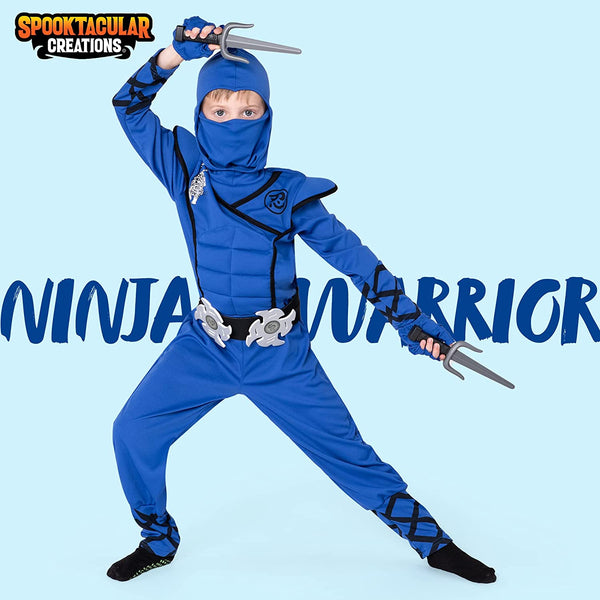 Spooktacular Creations-Blue Ninja Halloween Costume for Kids