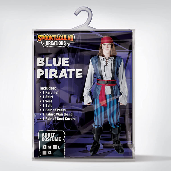 Men Blue Pirate Costume - Adult