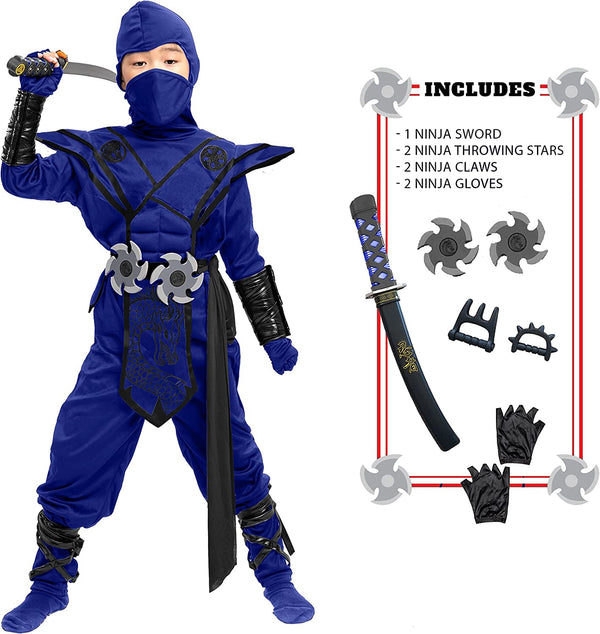 Boy Blue Dragon Ninja Costume - Child