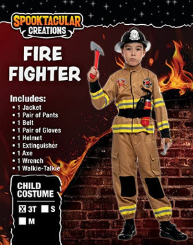 Dark Brown Fire Fighter Costume for Kids- Boys
