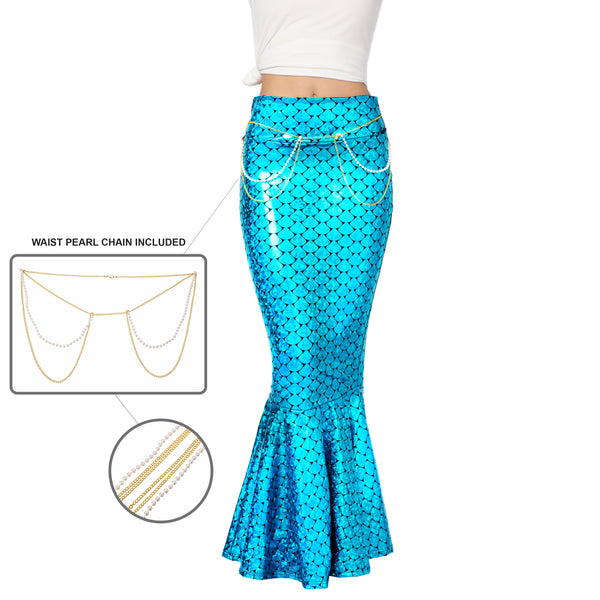 Metallic Hologram Shiny Mermaid Skirt Costume - Adult - Spooktacular Creations