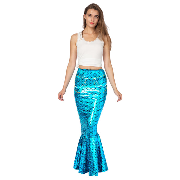 Metallic Hologram Shiny Mermaid Skirt Costume - Adult - Spooktacular Creations
