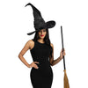Black Large Ruched Witch Hat, Satin Witch Hat for Women