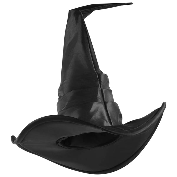 Black Large Ruched Witch Hat, Satin Witch Hat for Women
