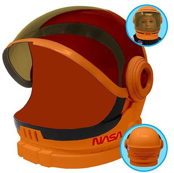 Astronaut Orange Helmet with Movable Visor Pretend Play Toy Set for School Classroom Dress Up, Role Play Accessory, Christmas Gift Stocking, Birthday Party Favor Supplies, Boys, Kids and Toddler - Spooktacular Creations