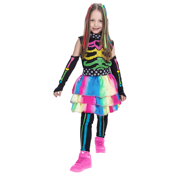 Funky Bones Colorful Skeleton Deluxe Costume for Girls Cosplay