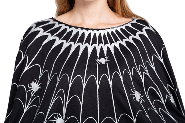 Spider Web Dress Poncho Costumes w/Glow Effect and Crown for Women Halloween Party - Spooktacular Creations