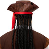 Halloween Deluxe Pirate Hat with Dreadlocks, Eye Patch, Earring, Necklace, Tricorn Pirate Hat for Men
