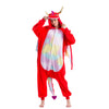 Unisex Adult Pajama Plush Onesie Red Dragon Animal Costume - Spooktacular Creations