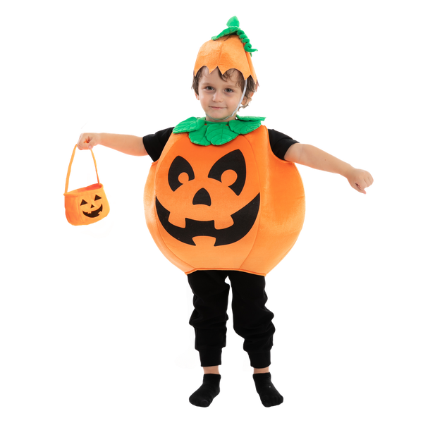 Pumpkin Costume with a Pumpkin Basket and a Hat - Child