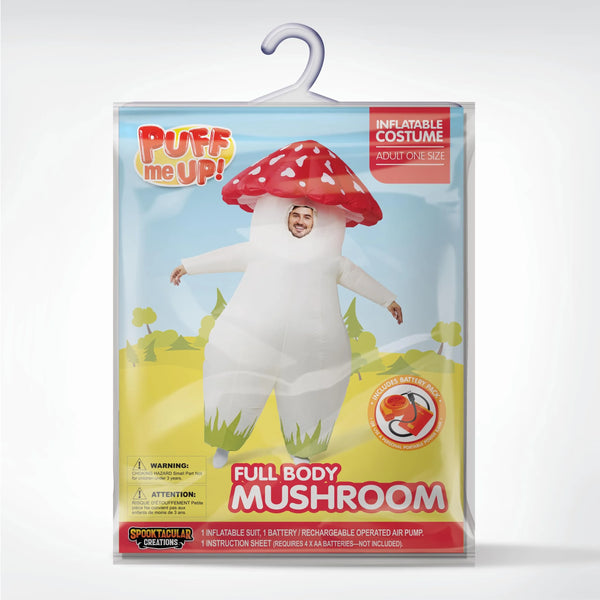 Inflatable Costume Full Body Mushroom Air Blow-up Deluxe Halloween Costume